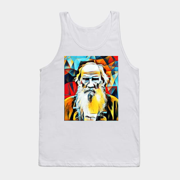 Leo Tolstoy Abstract Portrait | Leo Tolstoy Abstract Artwork Tank Top by JustLit